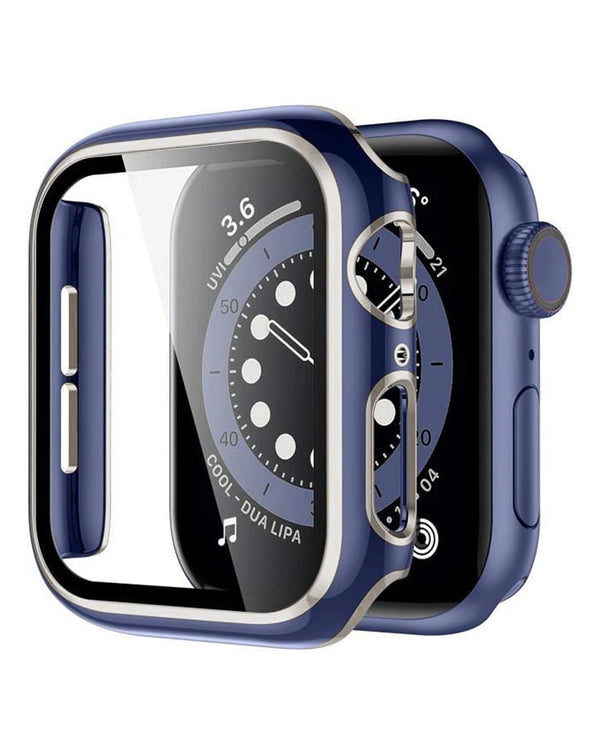 Funda brillante dura PC bumper iWatch 41mm (AZUL & PLATEADO)