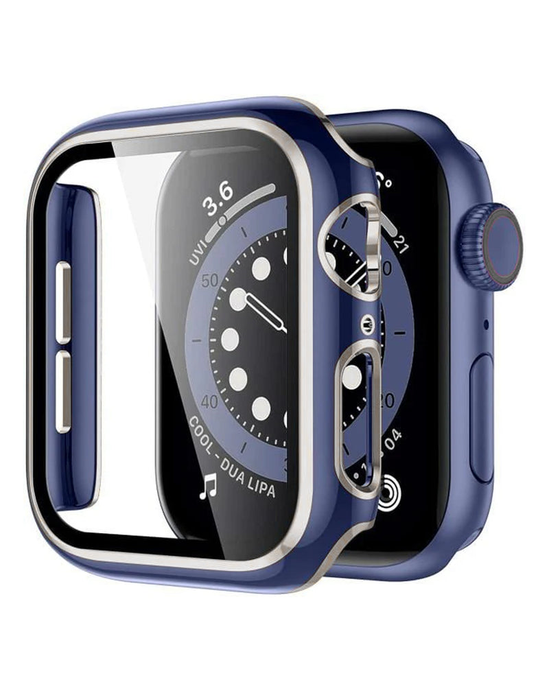 Funda brillante dura PC bumper iWatch 41mm (AZUL & PLATEADO)