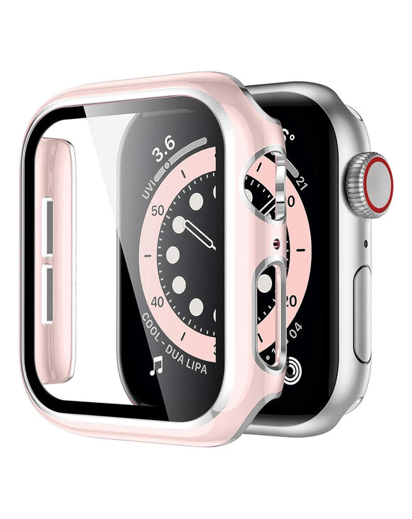 Funda iWatch 41mm hard PC bumper brillante (Rosa & Plateado)
