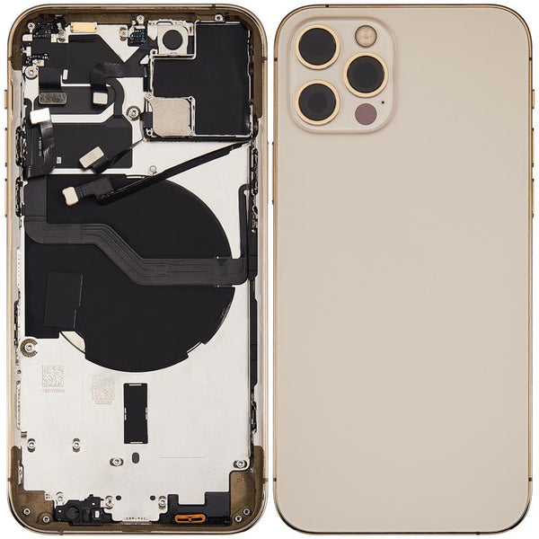 Tapa trasera para iPhone 12 Pro con componentes pequeños pre-instalados (Versión internacional, Dorado, Grado C)
