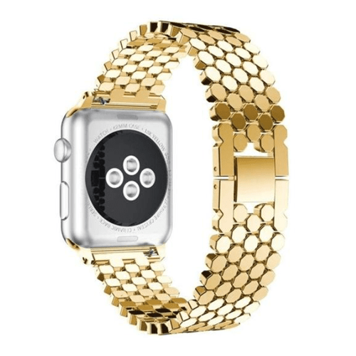 Compra la correa metálica de acero inoxidable en color dorado para iWatch en Guatemala.