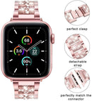 Compra en Guatemala la correa metálica de diamantes rhinestone de acero inoxidable para iWatch en color rosa de 42/44/45/49mm.