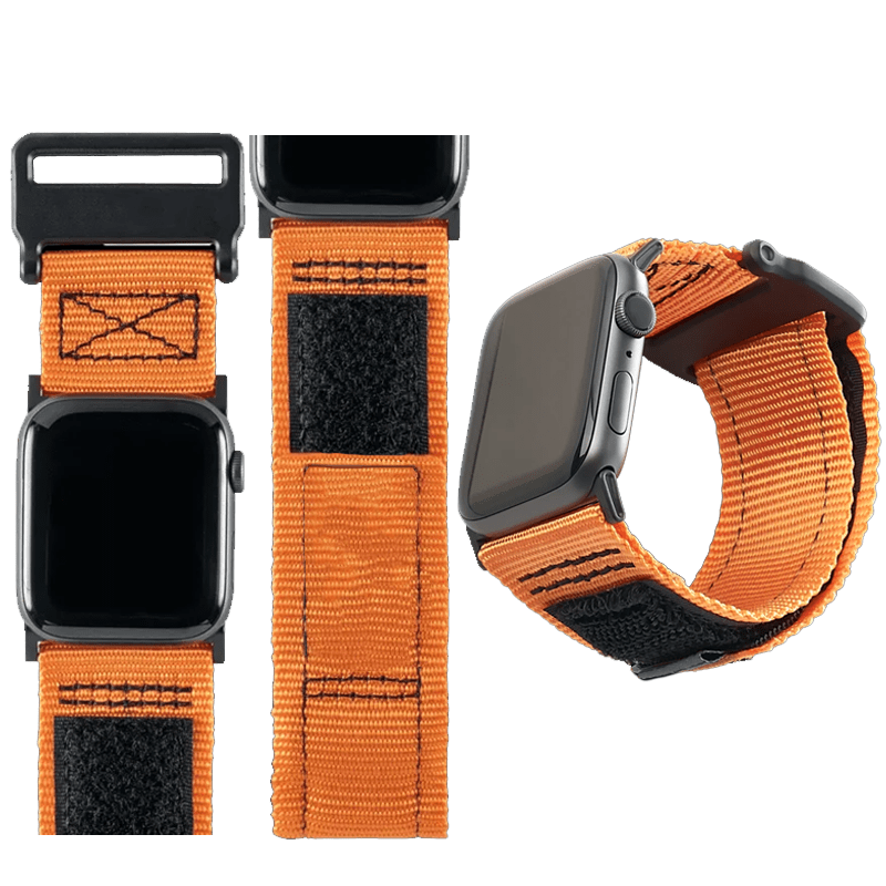 Encuentra la banda activa Oxford Woven nueva para iWatch en Guatemala, variedad de tamaños y color naranja disponible.