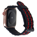Encuentra la mejor banda de goma con línea punteada para tu iWatch en Guatemala, disponible en color negro y rojo en SlowBack.