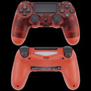 Control alámbrico DoubleShock 4 rojo cristalino para PlayStation 4, con cable USB, ideal para videojuegos.