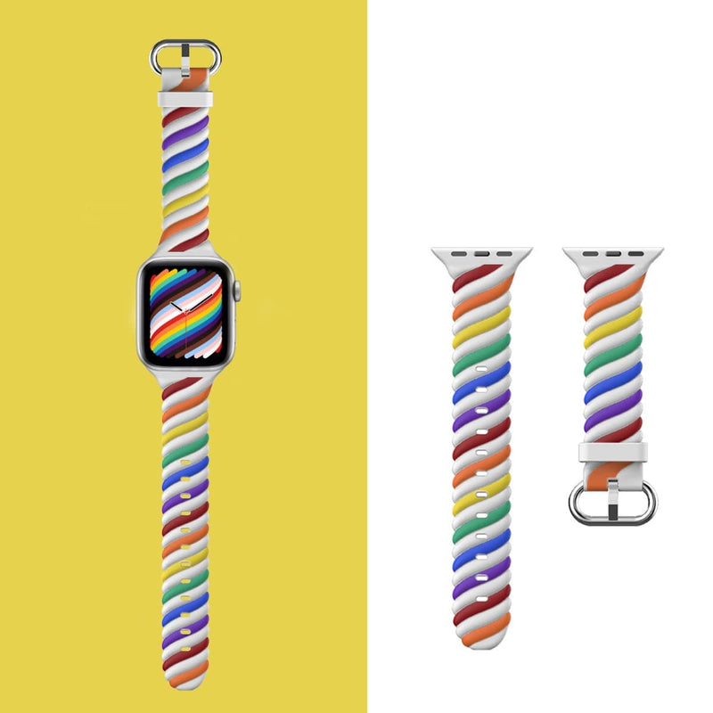 Encuentra la mejor banda de silicona trenzada en colores variados para tu iWatch en Guatemala, disponibles en diferentes tamaños.