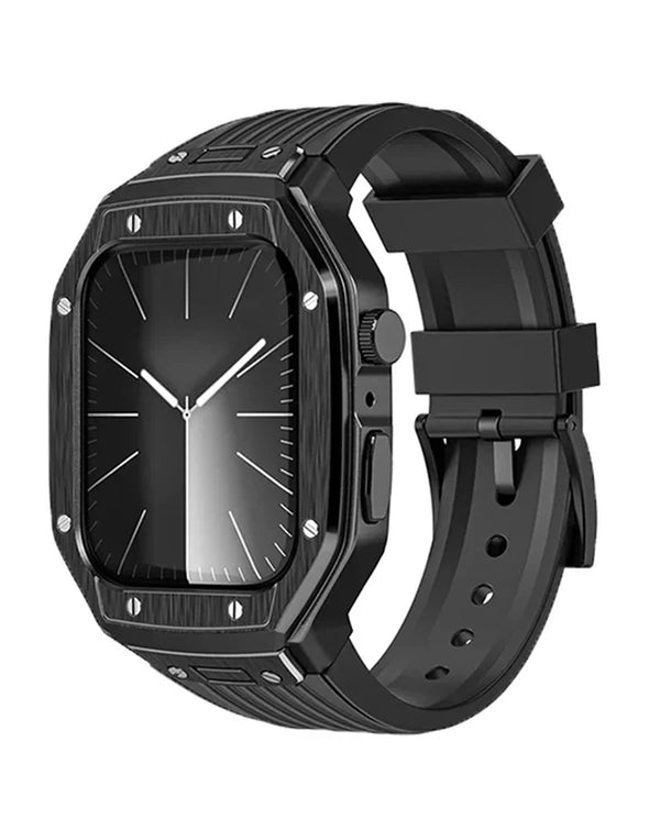 Encuentra la banda deportiva rugged con cubierta metálica para iWatch en Guatemala, ideal para deportistas y aventureros.