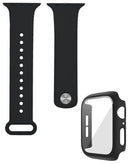 Protege tu iWatch 45mm con una banda de silicona y funda bumper en color negro con vidrio templado en Guatemala.
