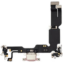 Puerto de carga USB-C rosa para iPhone 15 Plus (A3092, A3096) con cable flex, repuesto usado.