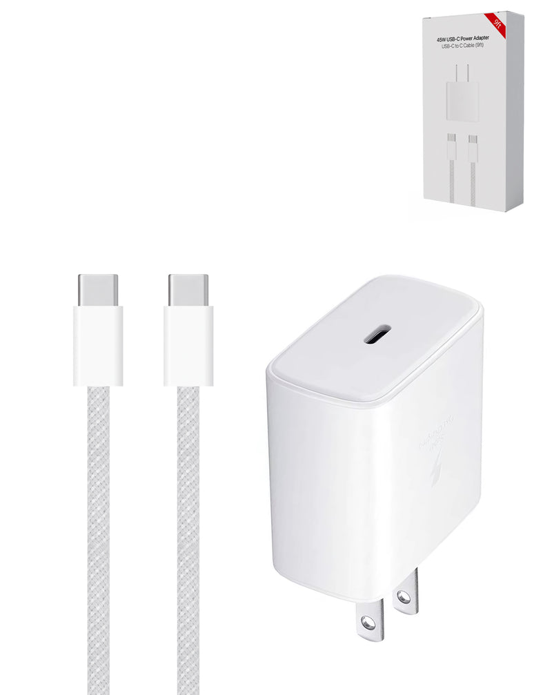Encuentra el cable de carga rápida USB-C 100W con adaptador de potencia USB-C 45W (9ft) en Guatemala para tus dispositivos.