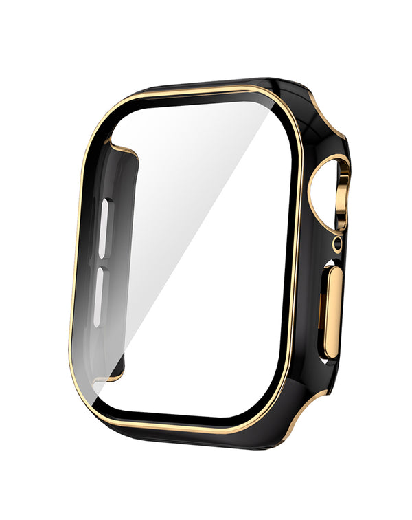 Funda bumper dura de PC para iWatch 46mm (2024) en color negro y rosa dorado, ideal para proteger tu iWatch en Guatemala.