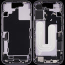 Chasis medio iPhone 17 US lavanda usado, con puerto de carga y piezas pequeñas para reparación.