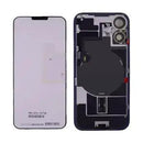 Tapa trasera con placa de acero con carga inalambrica NFC MagSafe y flex de linterna compatible para iPhone 16 (original) (Negro)