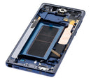 Pantalla OLED usada con marco para Samsung Galaxy Note 9 Ocean Blue, lista para cambio y reparación.