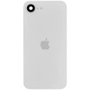 Tapa trasera blanca original OEM iPhone 17e con MagSafe, NFC y flex de flash para reparación.