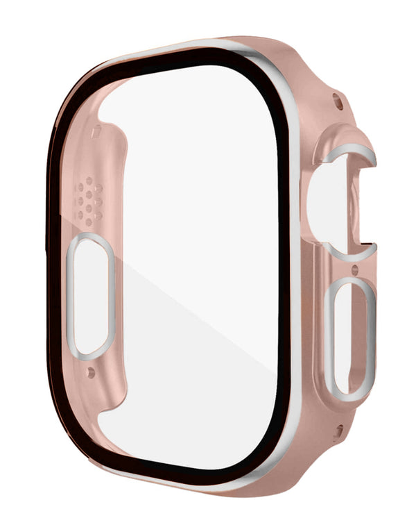 Encuentra la mejor Funda Bumper dura de PC para iWatch 49mm en Guatemala, en colores Pink y Plateado, ideal para proteger tu iWatch.