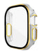 Protege tu iWatch 49mm con estilo con esta funda brillante dura en color blanco y oro en Guatemala.