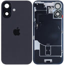 Tapa trasera con placa de acero con carga inalambrica NFC MagSafe y flex de linterna compatible para iPhone 16 (original) (Negro)