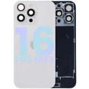 Tapa trasera con placa de acero con carga inalambrica NFC MagSafe y flex de linterna compatible para iPhone 16 Pro Max (original) (Titanio blanco)