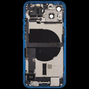 Tapa trasera azul usada OEM Grade C para iPhone 13, con puerto de carga y piezas pequeñas, compatible A2482.