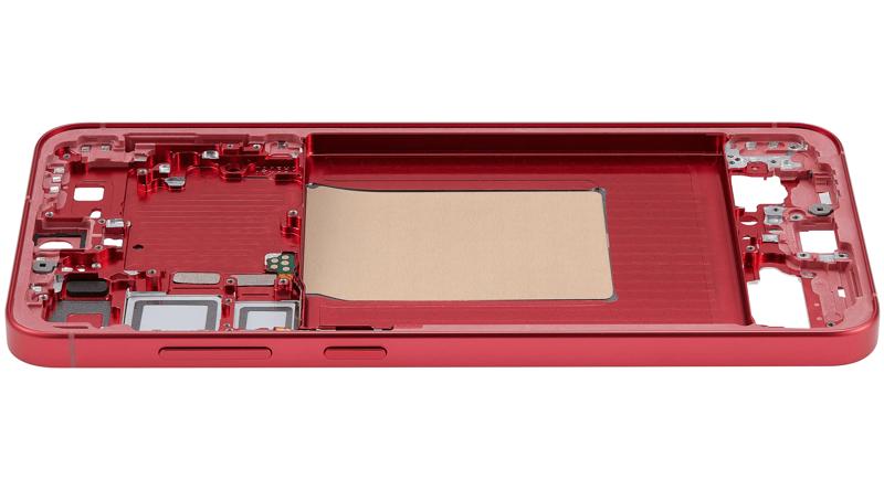 Chasis intermedio en color Coral Red para Samsung Galaxy S25 Plus 5G, disponible para reparaciones en Guatemala.