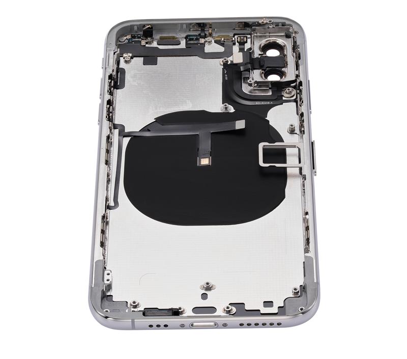 Tapa trasera para iPhone XS con componentes pequeños pre-instalados (Plata)