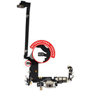 Puerto de carga plateado con cable flex para iPhone 17 Pro Max (A2xx) premium, repuesto de carga.