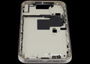 Chasis medio de iPhone 16 Pro Max Natural Titanium usado, con partes pequeñas para reparación o repuesto.