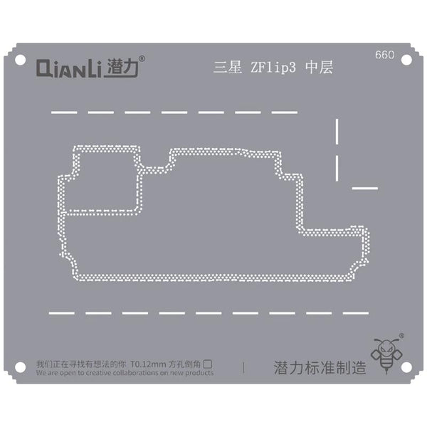 Plantilla Bumblebee (QS660) para Samsung Z Flip 3 marco medio Qianli en Guatemala disponibles en reparaciones de Samsung y tiendas de componentes para celulares.