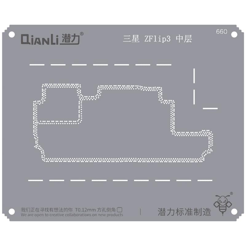 Plantilla Bumblebee (QS660) para Samsung Z Flip 3 marco medio Qianli en Guatemala disponibles en reparaciones de Samsung y tiendas de componentes para celulares.