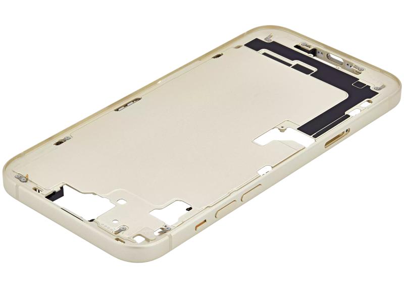 Marco intermedio con botones de encendido y volumen para iPhone 15 Plus (Versión Internacional) (USADO OEM extraído: Grado A) (Amarillo)
