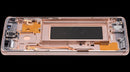 Pantalla OLED Samsung Galaxy S9 Sunrise Gold con marco, repuesto para reparación de display roto.