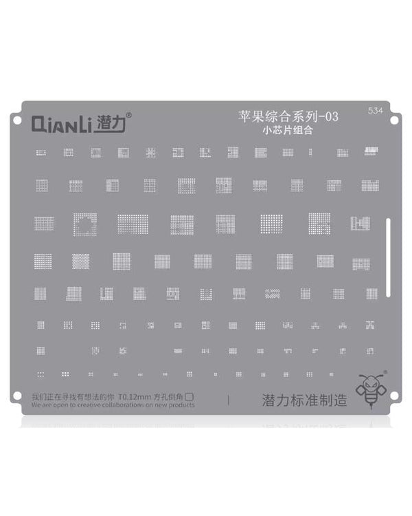 Stencil Bumblebee (QS534) para reparaciones de CPU Apple en Guatemala.