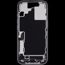Mid-frame housing iPhone 17 (A3258, A3520) USADO OEM Grade C blanco, incluye puerto de carga y piezas pequeñas para reparación.