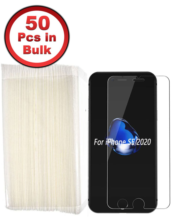 Protégete contra rayones y caídas con este pack de 50 cristales templados claros para iPhone SE (2020 / 2022) / 8 / 7 / 6S / 6 en Guatemala.