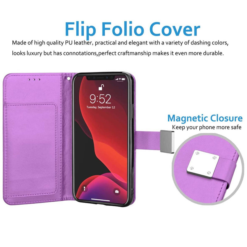 Funda billetera de cuero elegante para iPhone 11 Pro Max en Guatemala, variedad de colores disponibles.
