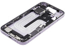 Chasis medio iPhone 17 lavanda usado, con puerto de carga USB-C y piezas pequeñas para reparación A3280.