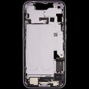 Encuentra la carcasa intermedia con puerto de carga, cable flex y pequeñas piezas para iPhone 14 en Guatemala.