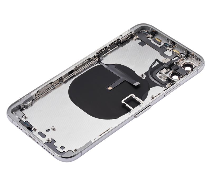 Tapa trasera para iPhone XS con componentes pequeños pre-instalados (Plata)