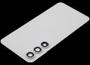 Tapa trasera gris para Samsung Galaxy S24 FE con lente de cámara, repuesto Aftermarket Plus sin logo para reparación.