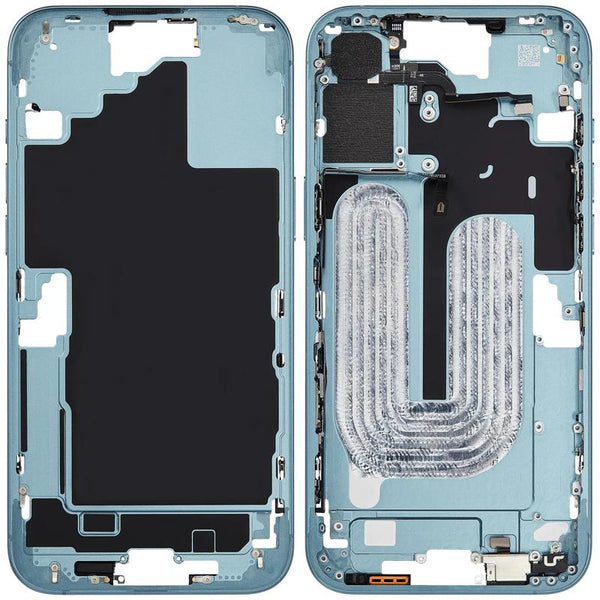 Encuentra la carcasa intermedia con botón de encendido y volumen para iPhone 16 Plus en Guatemala.