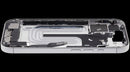 Mid-frame housing blanco OEM para iPhone 17 (US Version) con puerto de carga flex y piezas pequeñas, Grade A.