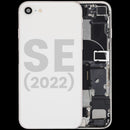 Tapa trasera Starlight para iPhone SE 2022 (A2595), con puerto de carga y componentes preinstalados. Repuesto OEM.