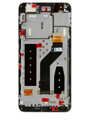Pantalla LCD refurbished negra con marco para Huawei Nexus 6P, repuesto ideal para reparación de pantalla rota.