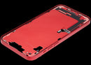Chasis medio rojo OEM usado para iPhone 14 Plus A2632, con puerto de carga y pequeñas piezas.