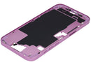 Chasis medio rosa iPhone 16 Plus (A2894, A3089) con botones de encendido y volumen para reparación.