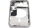 Chasis medio iPhone 15 Pro Max A2849 titanio blanco, grado B, con pequeñas piezas OEM.