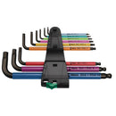 Set de llaves Allen hexagonales Wera Hex-Plus métricas multicolores de 9 piezas para tornillos.