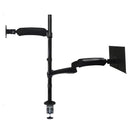 Soporte para estación de trabajo ajustable en altura para monitores de 22-27 pulgadas y laptop, ideal para su oficina en Guatemala.