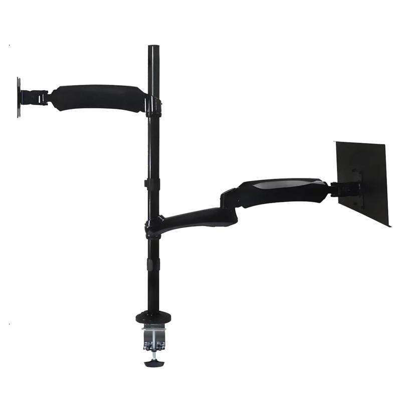 Soporte para estación de trabajo ajustable en altura para monitores de 22-27 pulgadas y laptop, ideal para su oficina en Guatemala.